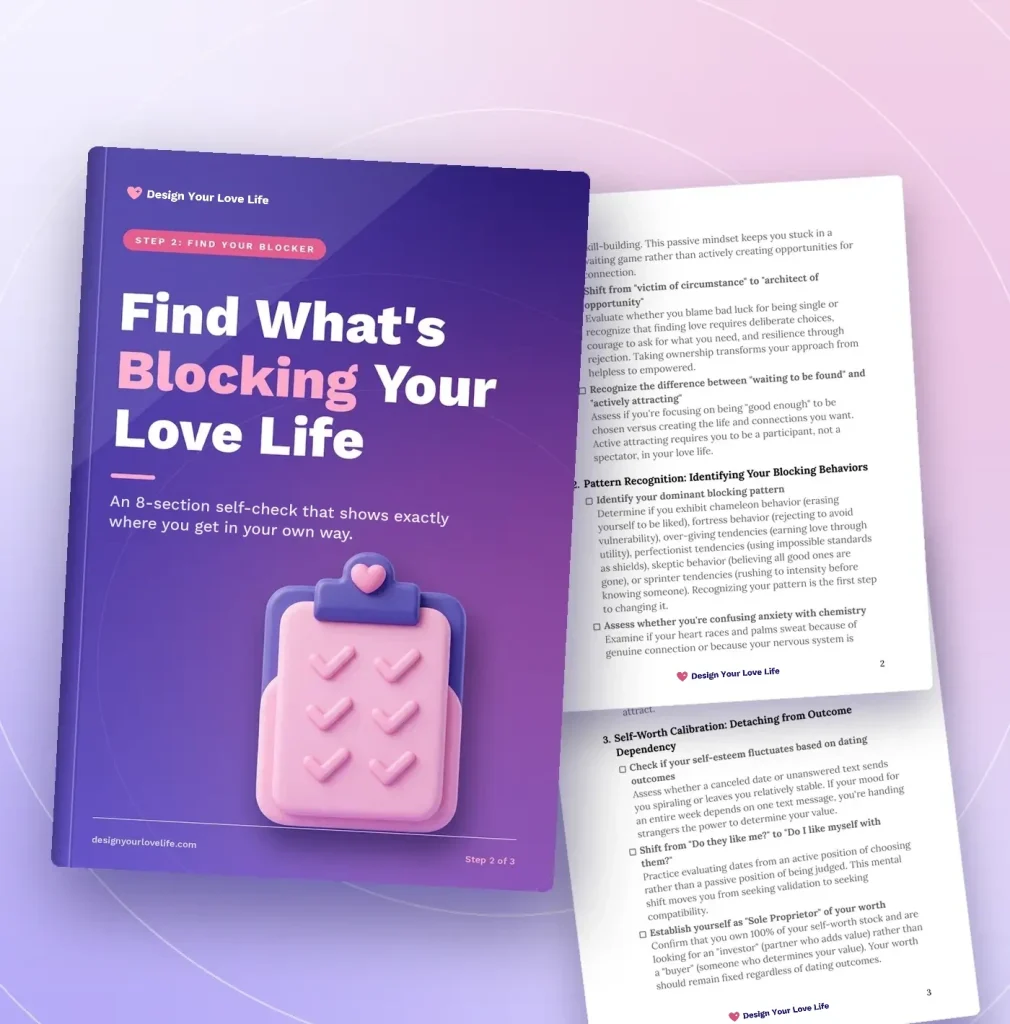 Find What's Blocking Your Love Life: checklist cover and two inner pages